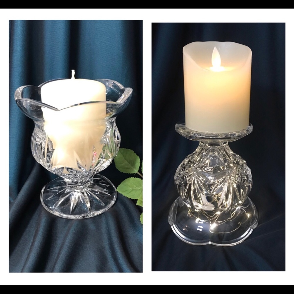 24% lead crystal 5 in. stemmed candleholder container Shannon Crystal Czech Rep